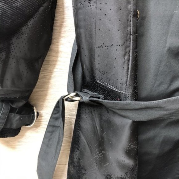 Taakk Mens Small Black Mesh Layered Trench Coat - Picture 8 of 8